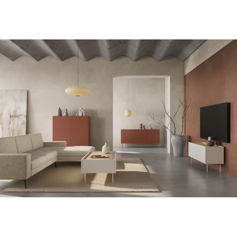 Komoda Desin 170cm z 2 szufladami Meble Bogart ceramic red/dąb