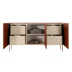 Komoda Desin 170cm z 4 szufladami Meble Bogart ceramic red/dąb Komoda Desin 170cm z 4 szufladami Meble Bogart ceramic red/dąb