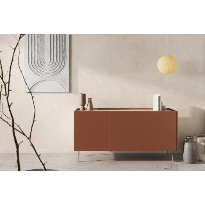 Komoda Desin 170cm z 4 szufladami Meble Bogart ceramic red/dąb