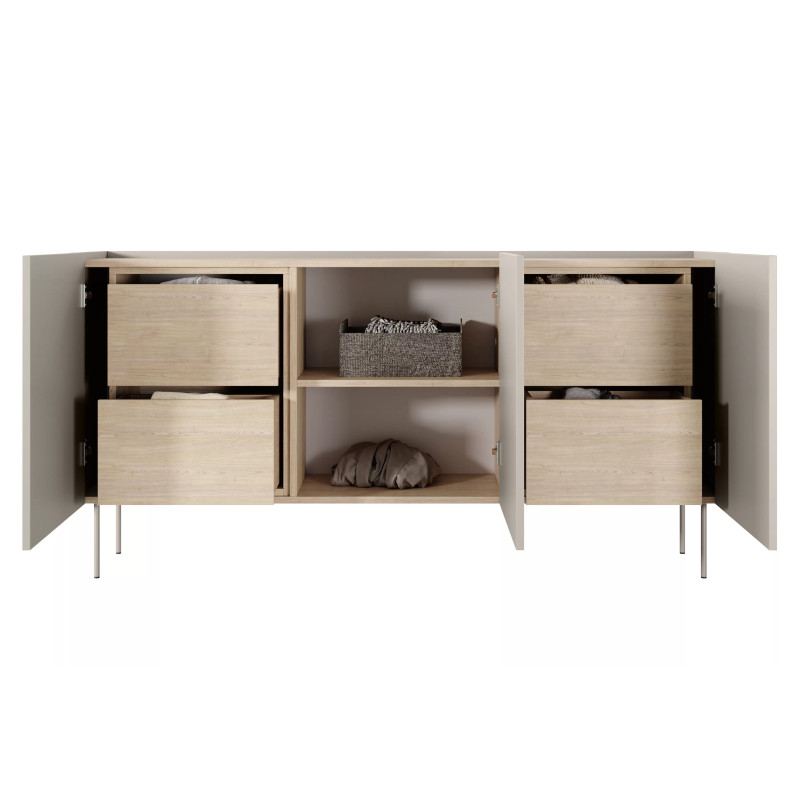 Komoda Desin 170cm z 4 szufladami Meble Bogart kaszmir/dąb