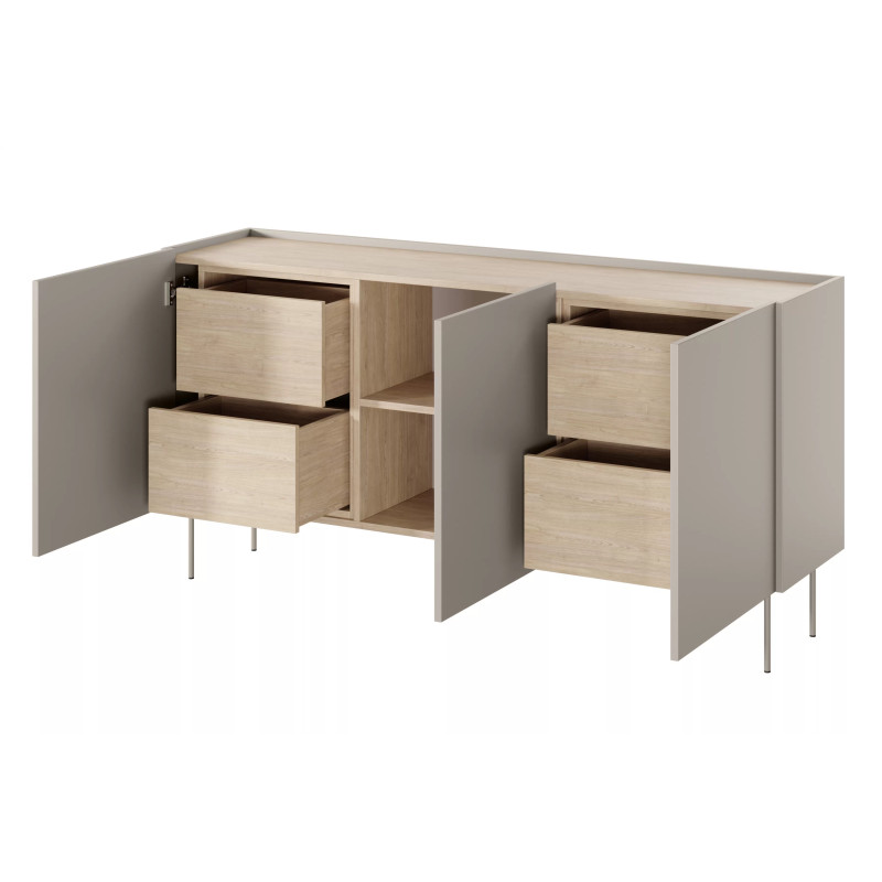 Komoda Desin 170cm z 4 szufladami Meble Bogart kaszmir/dąb