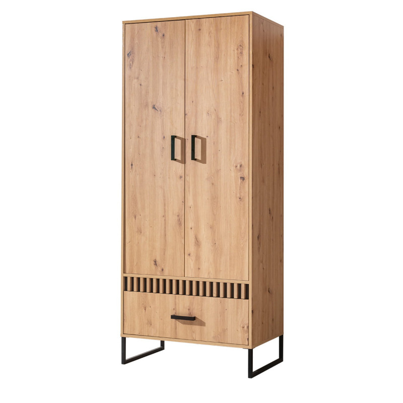 Szafa 80 z kolekcji Lamelix Meble Domel dąb artisan/czarny