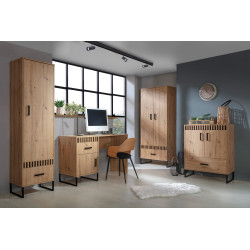 Szafa 80 z kolekcji Lamelix Meble Domel dąb artisan/czarny Szafa 80 z kolekcji Lamelix Meble Domel dąb artisan/czarny