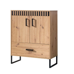 Komoda 80 z kolekcji Lamelix Meble Domel dąb artisan/czarny