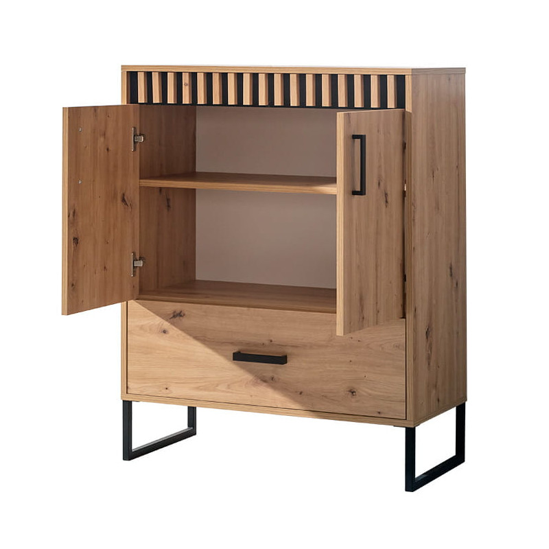 Komoda 80 z kolekcji Lamelix Meble Domel dąb artisan/czarny