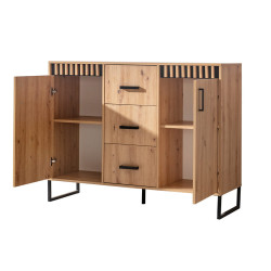 Komoda 135 z kolekcji Lamelix Meble Domel dąb artisan/czarny Komoda 135 z kolekcji Lamelix Meble Domel dąb artisan/czarny