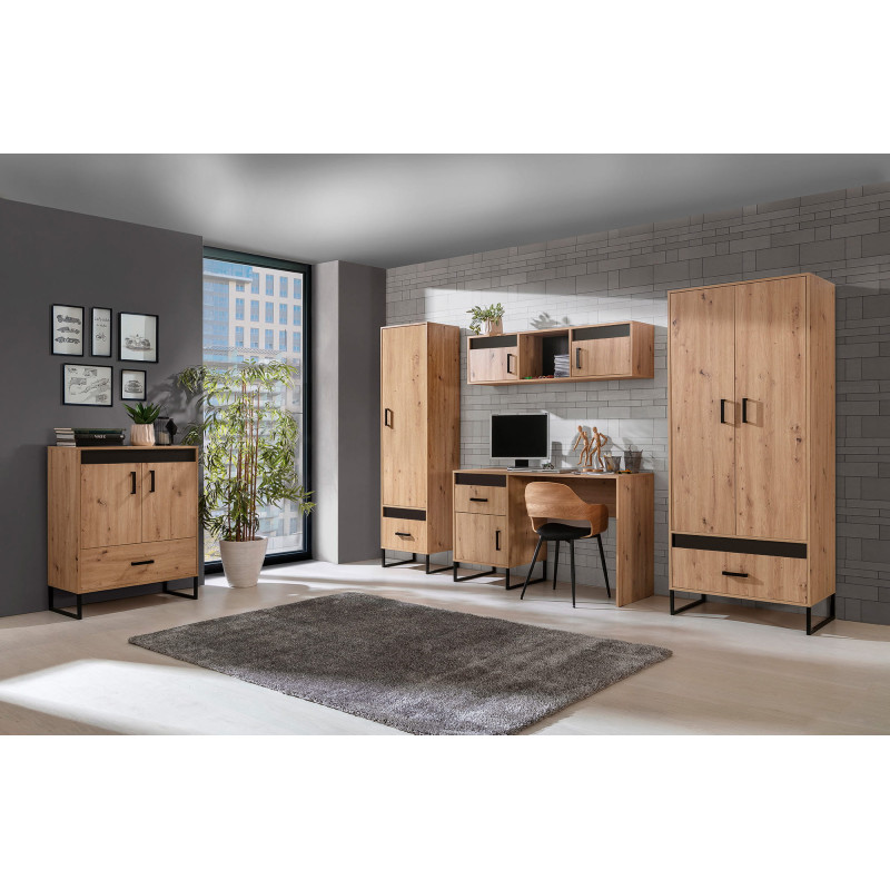 Szafa 80 z kolekcji Lamelix Meble Domel dąb artisan/czarny