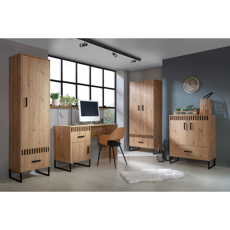 Szafa 80 z kolekcji Lamelix Meble Domel dąb artisan/czarny