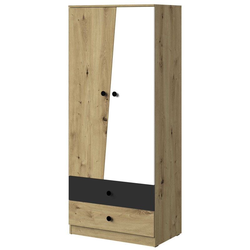 Szafa 80 z kolekcji Nero Meble Domel dąb artisan + czarny Szafa 80 z kolekcji Nero Meble Domel dąb artisan + czarny