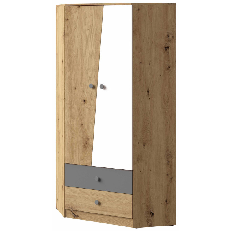 Szafa narożna z kolekcji Nero Meble Domel dąb artisan + szary Szafa narożna z kolekcji Nero Meble Domel dąb artisan + szary