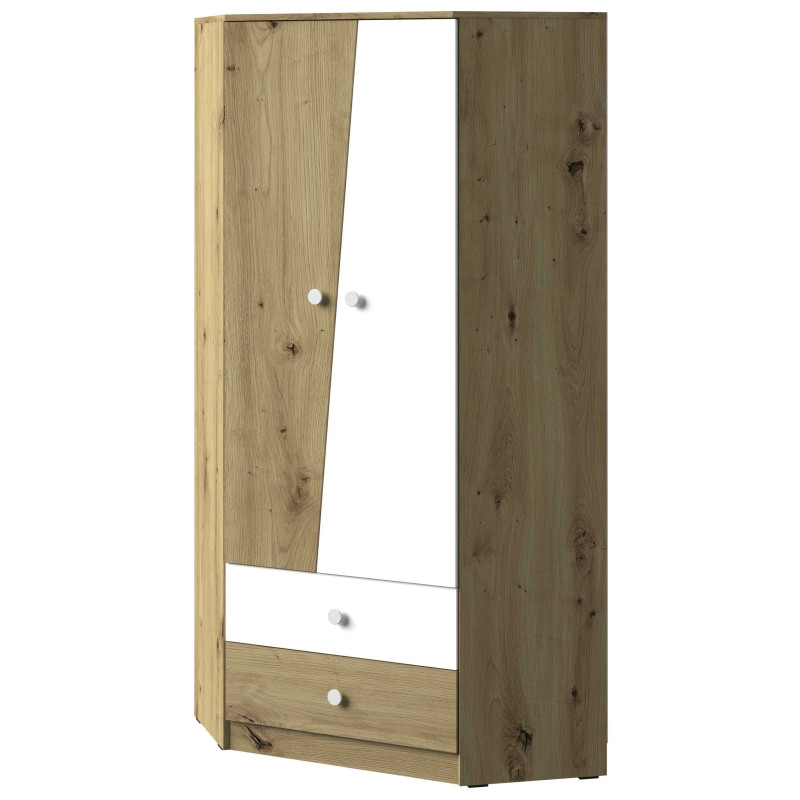 Szafa narożna z kolekcji Nero Meble Domel dąb artisan + biały Szafa narożna z kolekcji Nero Meble Domel dąb artisan + biały