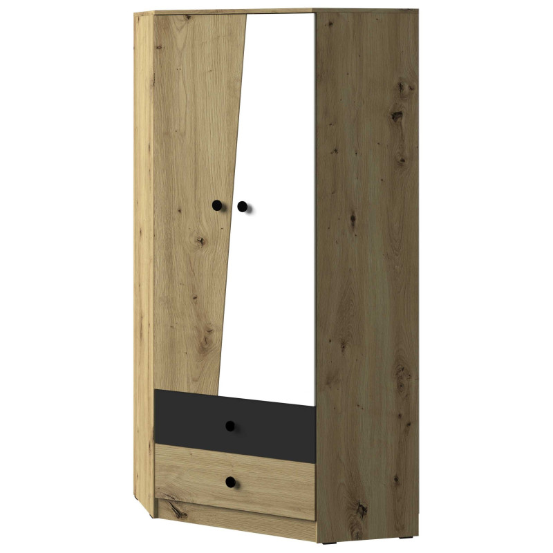 Szafa narożna z kolekcji Nero Meble Domel dąb artisan + czarny Szafa narożna z kolekcji Nero Meble Domel dąb artisan + czarny