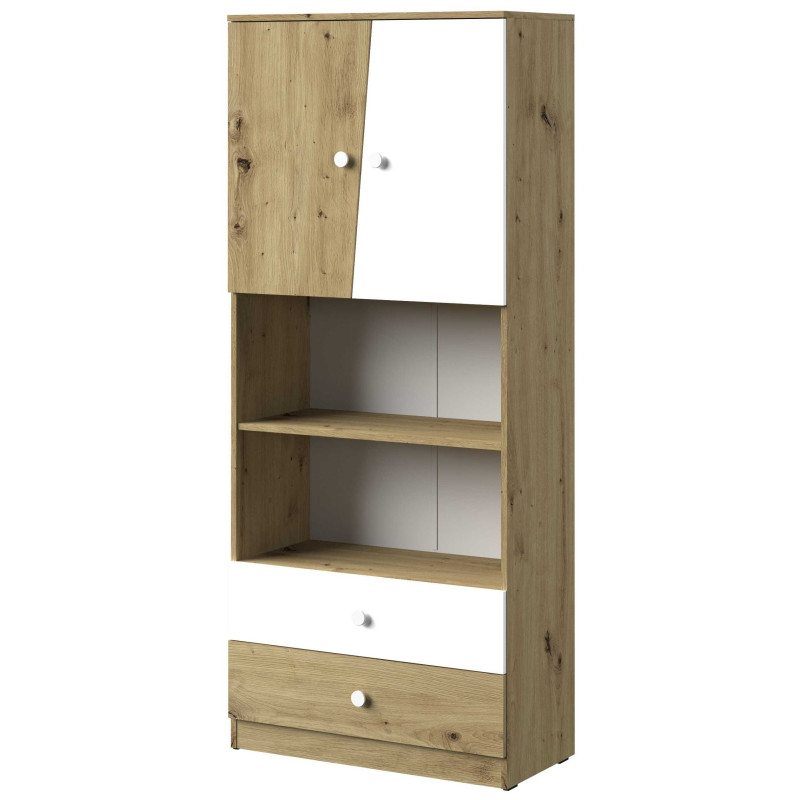 Szeroki regał z kolekcji Nero Meble Domel dąb artisan + biały