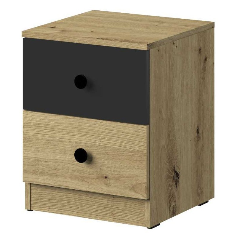 Szafka nocna z kolekcji Nero Meble Domel dąb artisan + czarny