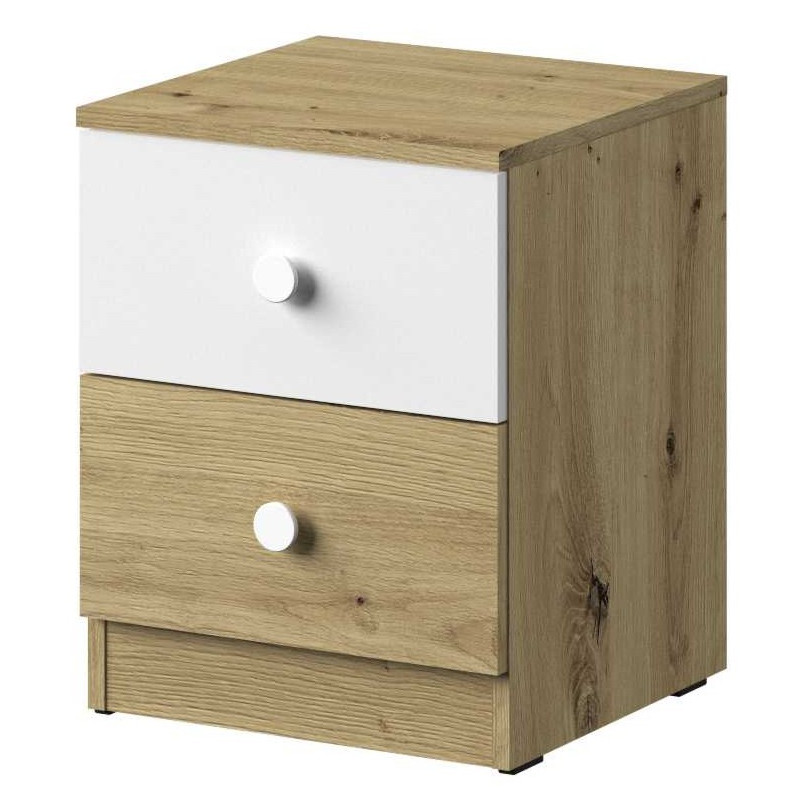 Szafka nocna z kolekcji Nero Meble Domel dąb artisan + biały