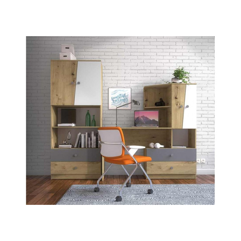 Szafka nocna z kolekcji Nero Meble Domel dąb artisan + szary