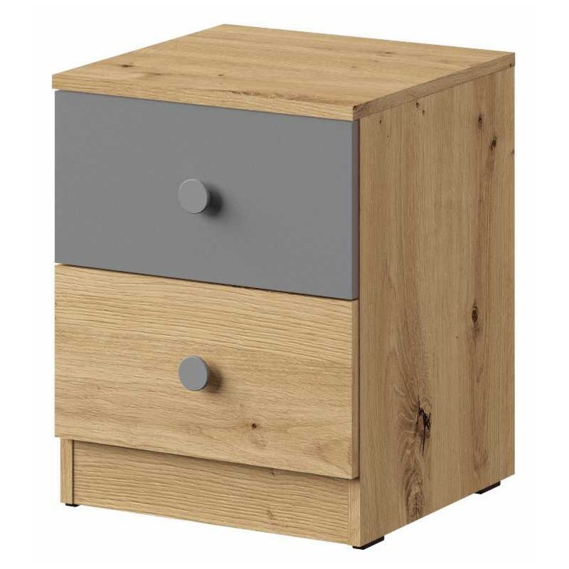 Szafka nocna z kolekcji Nero Meble Domel dąb artisan + szary