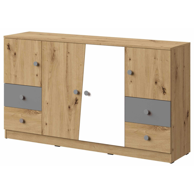 Komoda 160 z kolekcji Nero Meble Domel dąb artisan + szary Komoda 160 z kolekcji Nero Meble Domel dąb artisan + szary