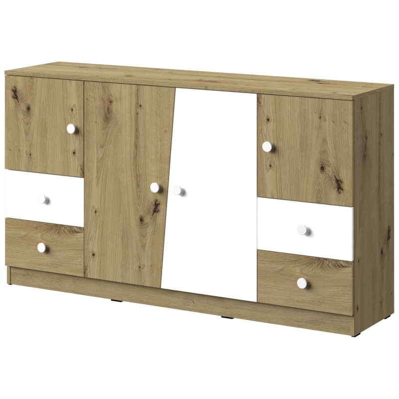 Komoda 160 z kolekcji Nero Meble Domel dąb artisan + biały Komoda 160 z kolekcji Nero Meble Domel dąb artisan + biały