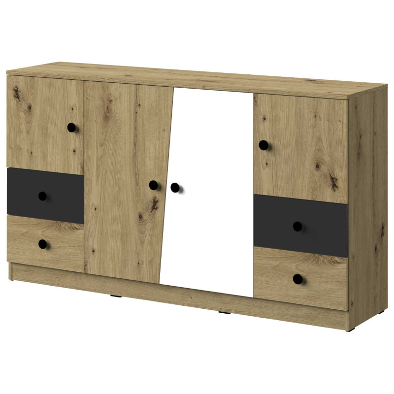 Komoda 160 z kolekcji Nero Meble Domel dąb artisan + czarny Komoda 160 z kolekcji Nero Meble Domel dąb artisan + czarny