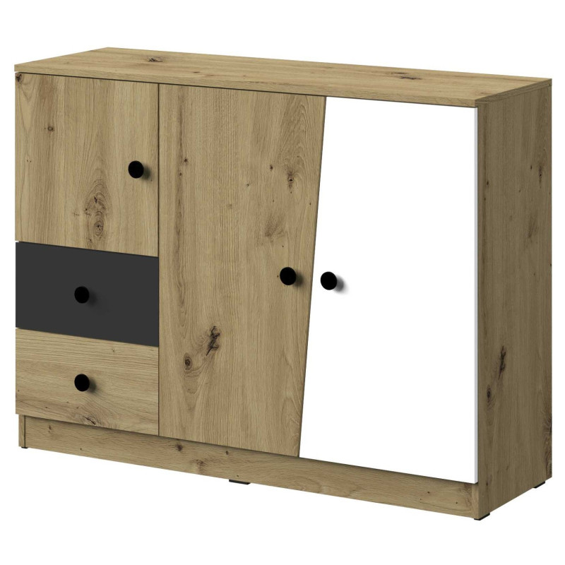 Komoda 120 z kolekcji Nero Meble Domel dąb artisan + czarny