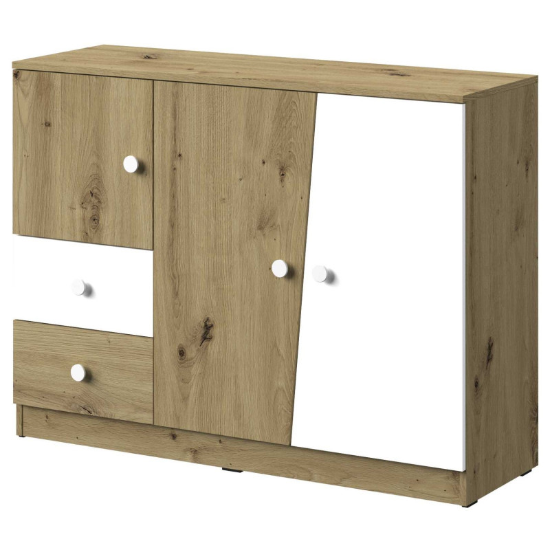 Komoda 120 z kolekcji Nero Meble Domel dąb artisan + biały Komoda 120 z kolekcji Nero Meble Domel dąb artisan + biały