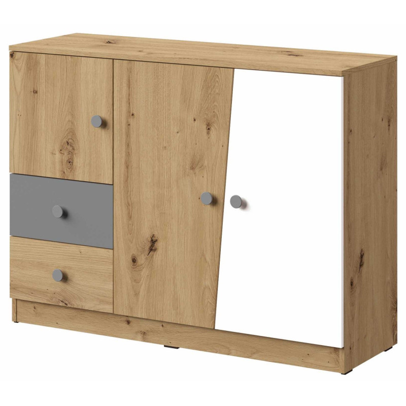 Komoda 120 z kolekcji Nero Meble Domel dąb artisan + szary Komoda 120 z kolekcji Nero Meble Domel dąb artisan + szary