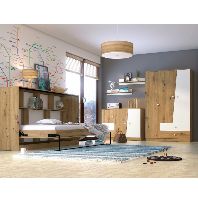 Nadstawka półkotapczanu z kolekcji Nero Meble Domel dąb artisan