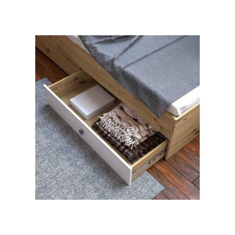 Łóżko z kolekcji Nero Meble Domel dąb artisan + biały