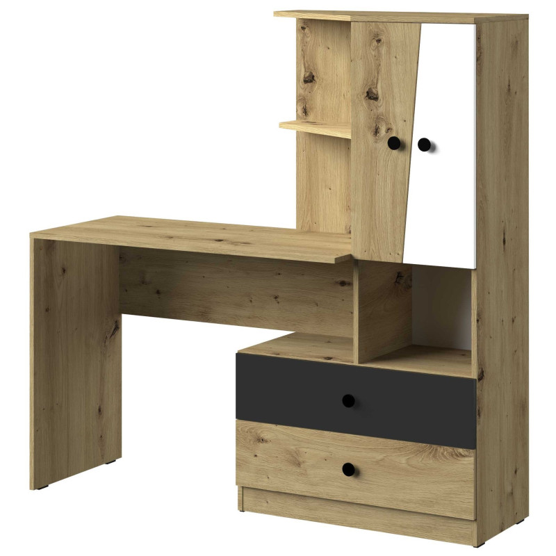 Biurko-regał z kolekcji Nero Meble Domel dąb artisan + czarny