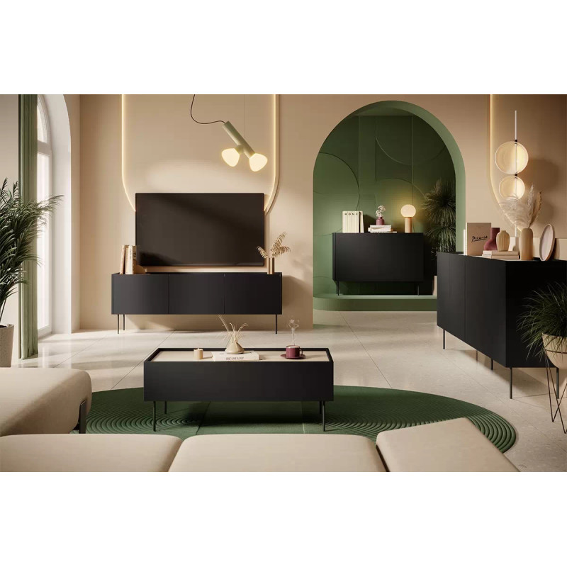 Komoda Desin 220cm Meble Bogart czarny mat/dąb nagano