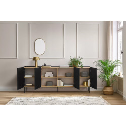Komoda Desin 220cm Meble Bogart czarny mat/dąb nagano Komoda Desin 220cm Meble Bogart czarny mat/dąb nagano