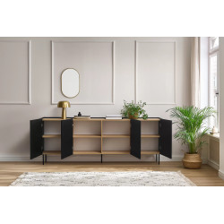 Komoda Desin 220cm Meble Bogart czarny mat/dąb nagano Komoda Desin 220cm Meble Bogart czarny mat/dąb nagano