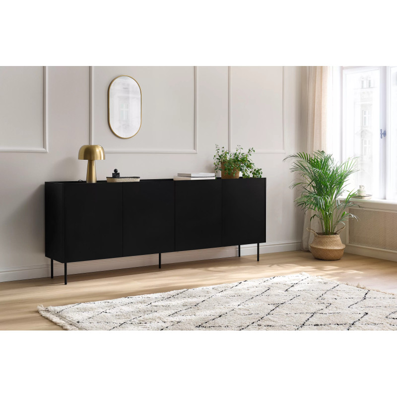 Komoda Desin 220cm Meble Bogart czarny mat/dąb nagano