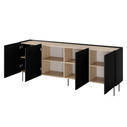 Komoda Desin 220cm Meble Bogart czarny mat/dąb nagano Komoda Desin 220cm Meble Bogart czarny mat/dąb nagano