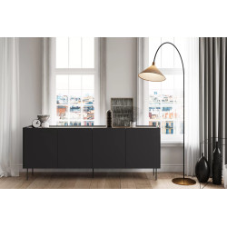 Komoda Desin 220cm Meble Bogart czarny mat/dąb nagano Komoda Desin 220cm Meble Bogart czarny mat/dąb nagano