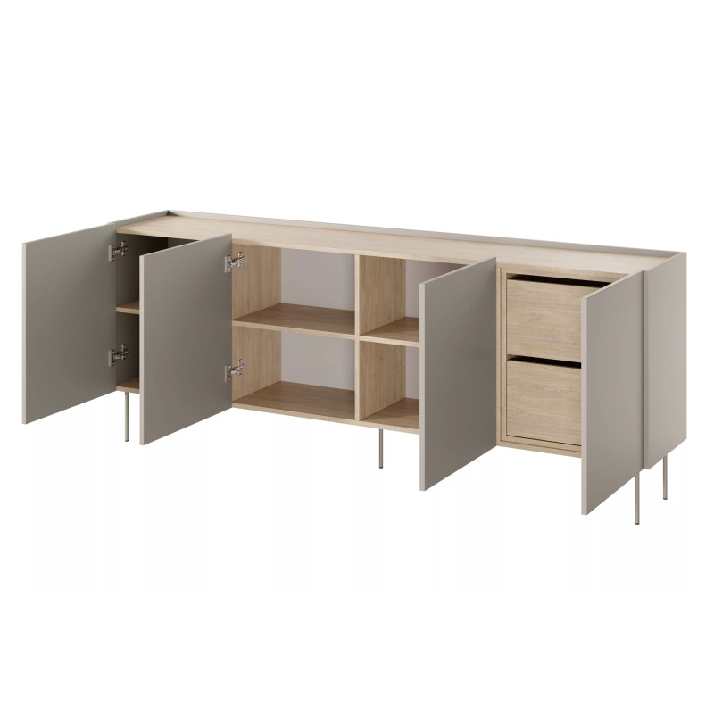 Komoda Desin 220cm z 2 szufladami Meble Bogart kaszmir/dąb