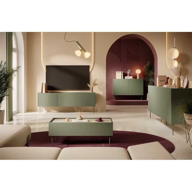 Komoda Desin 220cm z 2 szufladami Meble Bogart oliwka/dąb nagano