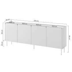 Komoda Desin 220cm z 2 szufladami Meble Bogart ceramic red/dąb Komoda Desin 220cm z 2 szufladami Meble Bogart ceramic red/dąb
