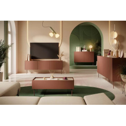 Komoda Desin 220cm z 2 szufladami Meble Bogart ceramic red/dąb Komoda Desin 220cm z 2 szufladami Meble Bogart ceramic red/dąb