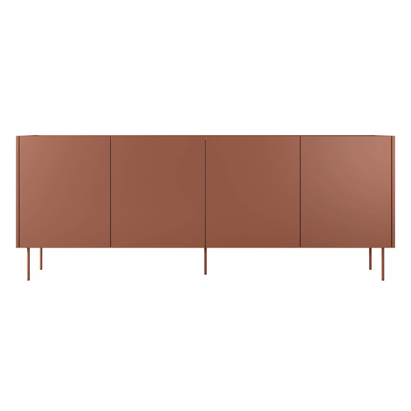 Komoda Desin 220cm z 4 szufladami Meble Bogart ceramic red/dąb Komoda Desin 220cm z 4 szufladami Meble Bogart ceramic red/dąb