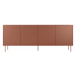 Komoda Desin 220cm z 4 szufladami Meble Bogart ceramic red/dąb