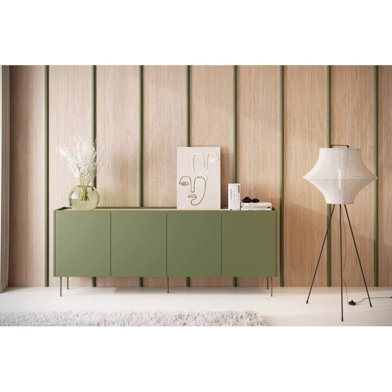 Komoda Desin 220cm z 4 szufladami Meble Bogart oliwka/dąb nagano