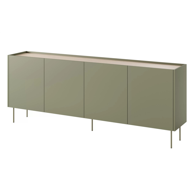 Komoda Desin 220cm z 4 szufladami Meble Bogart oliwka/dąb nagano
