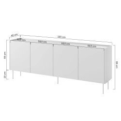 Komoda Desin 220cm z 4 szufladami Meble Bogart kaszmir/dąb