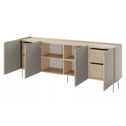 Komoda Desin 220cm z 4 szufladami Meble Bogart kaszmir/dąb