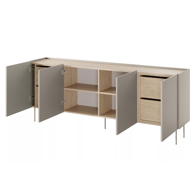 Komoda Desin 220cm z 4 szufladami Meble Bogart kaszmir/dąb