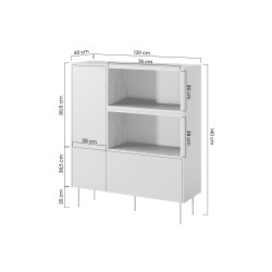 Komoda wysoka Desin z otwartymi wnękami Meble Bogart ceramic