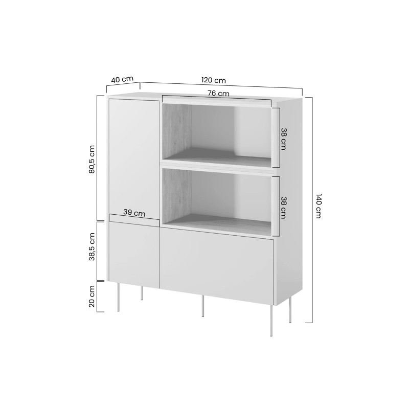 Komoda wysoka Desin z otwartymi wnękami Meble Bogart ceramic