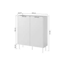 Komoda wysoka Desin z szufladami Meble Bogart ceramic red/dąb Komoda wysoka Desin z szufladami Meble Bogart ceramic red/dąb